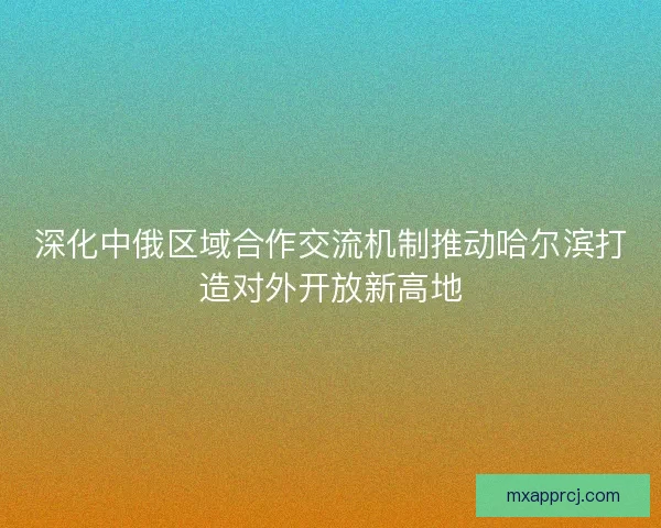 深化中俄区域合作交流机制推动哈尔滨打造对外开放新高地
